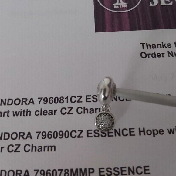 Authentic PANDORA *RETIRED* Sterling Silver ESSENCE Hope Dangle w/CZ's 796090CZ - Picture 3 of 12